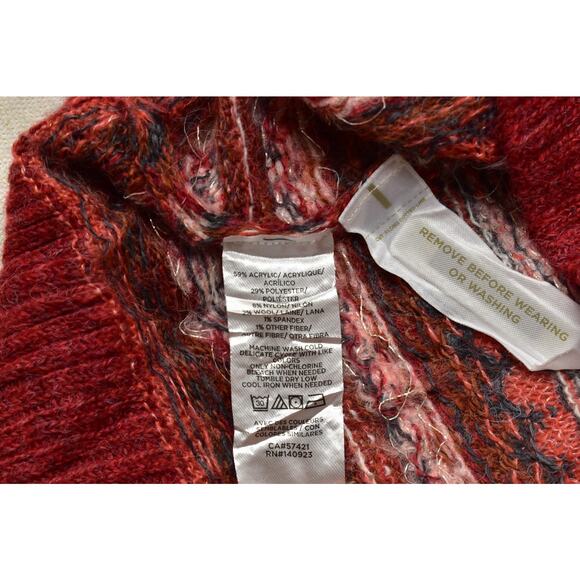 NEW LOFT NWT Fair Isle Zigzag Sweater Women's Regular Size M Red Brown Pullover - Picture 5 of 8